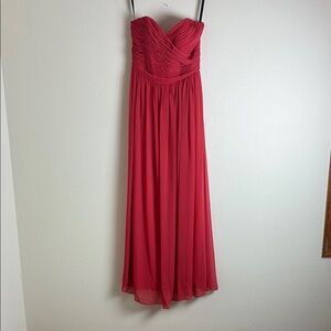 After Six Ruched Red Strapless Gown for Weddings